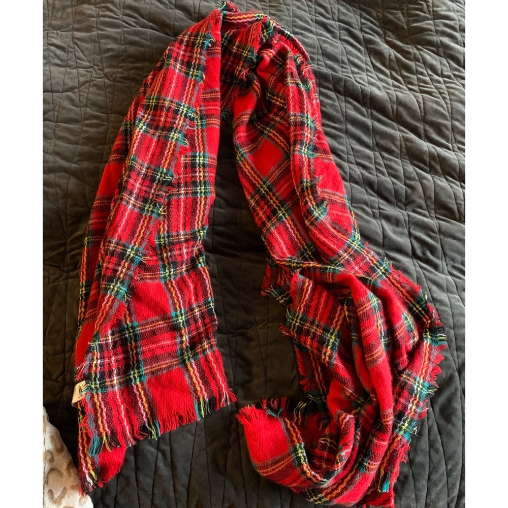 Plaid blanket scarf